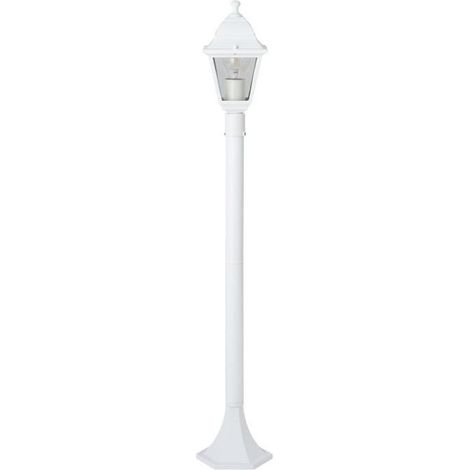 Brilliant – Lampadaire extérieur blanc en métal et verre – 1xE27 60W – IP44 pour usage extérieur – H.100xL.14,8xP17cm