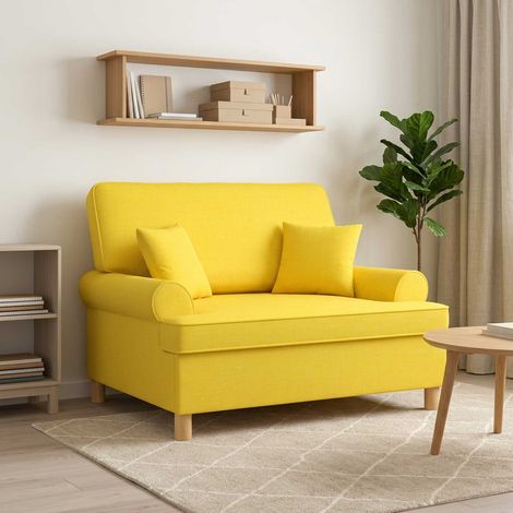 vidaXL Fauteuil XXL avec coussins Jaune clair Tissu (1/5)