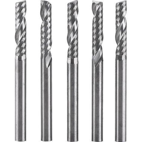Fraise en bout, 5pcs 1/8"tige CNC Fraises en bout avec foret, 3.0mm12mm carbure nez plat fraise fraise mèches flûte pour bois aluminium acier titane (1/5)