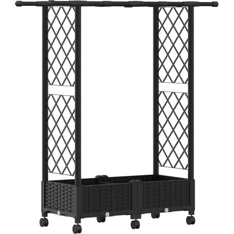 Raised Bed with Trellis and Roof Black 122.5 x 40 x 127 cm PP vidaXL