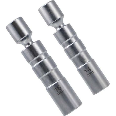 Douille bougie 14mm / clé à bougie 16mm, 2 pièces de clé à bougie, outil spécial pour automobiles, douille à bougie pivotante à paroi mince 12 pans 3/8 pouces CR-V – OUYLAF (1/4)