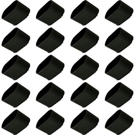 Chair leg caps, 20 pieces. Chair leg protectors, floor protectors, foot caps, plastic chair legs, floor protectors, 40x20 mm protective caps for oval tubes. (1/4)