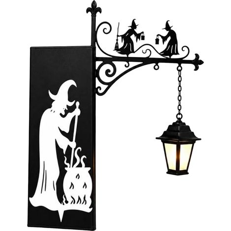 Lumières de bibliothèque de sorcière d'Halloween pour bibliothèque bureau (style A) Iron Witch Lampe d'étagère Vintage Gothique Silhouette Serre-livres Veilleuse Décoration d'intérieur (1/5)