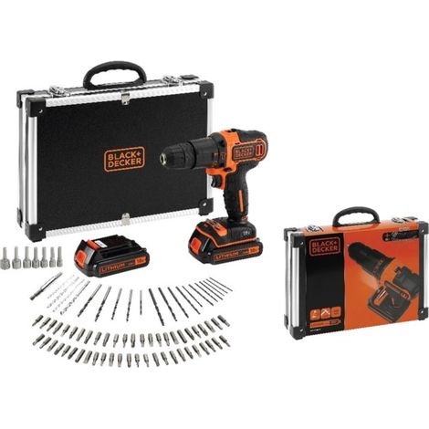 Kit taladro percutor 18 v con 2 baterías 1,5 ah de litio, cargador, 80 accesorios y maletín (1/10)