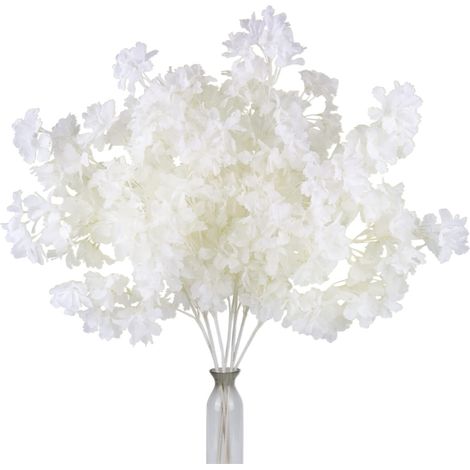 Lot de 5 Branches de Cerisier artificielles de 89,9 cm pour Grand Vase de Sol, décoration de Mariage, décoration d'intérieur, Fausses Fleurs Blanches pour Centre de Table à Manger, Blanc (1/5)