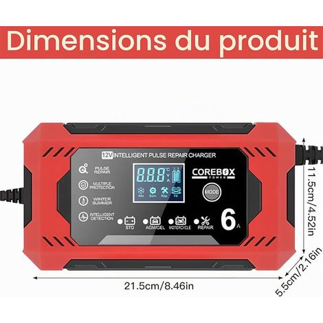 Car Battery Charger, Battery Charger with LCD Touch Screen, Smart Motorcycle Battery Charger with Repair Function for Auto Truck Motorcycle, Wet, SLA, AGM, Gel (1/3)