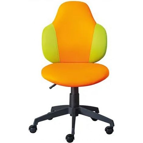 Chaise de Bureau Enfant Pivotante à Roulettes avec assise rembourrée, coloris Orange/Vert - Longueur 52 x Profondeur 56 x Hauteur 103,5 cm (1/5)
