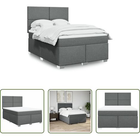 vidaXL Taschenfederkern - Boxspringbett mit Matratze Dunkelgrau 140x190 cm Stoff (1/5)