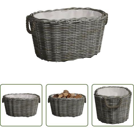 Panier à bois - Panier à bois de chauffage avec poignées 59x42x28 cm Gris Saule (1/5)