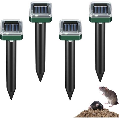 Anti Taupe Solaire Vibration et Ultrasons, Solaire Repulsif Taupe pour Protéger Votre Jardins Pelouse des Taupes, Serpents, Marmottes, Campagnols et Gaufres, 4 Pièces (1/5)