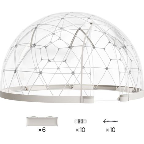 Dôme de Jardin Transparent 2,9x1,75m, Tente Bulle pour 2-4 Personnes, Serre Géodésique Résistante aux Intempéries avec Fenêtre, Igloo PVC pour Camping, Fêtes et Mariages en Extérieur (1/5)