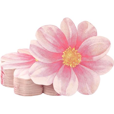 Servilletas desechables Qilery, 100 unidades, con estampado floral rosa, papel decorativo, para bodas, baby showers, cumpleaños, fiestas nupciales, etc. (1/5)