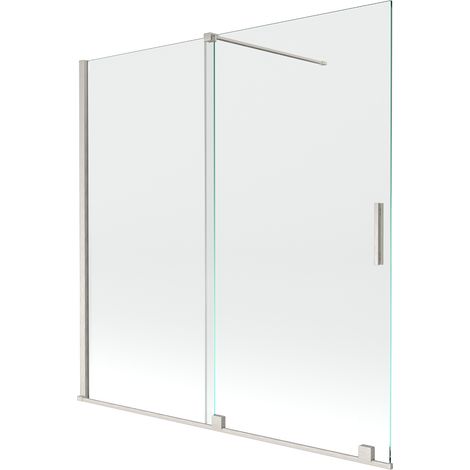 Mexen Velar mampara de baño corredera de 2 paneles 160 x 150 cm, transparente, níquel cepillado - 896-160-000-01-97 (1/5)