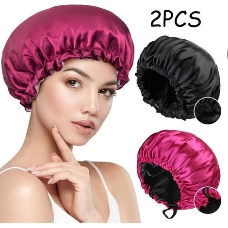 Nachthaube, Schlafhaube mit Gummiband, Satin-Nachthaube mit verstellbarem Kordelzug, für Damen, Spa, Make-up (1/4)