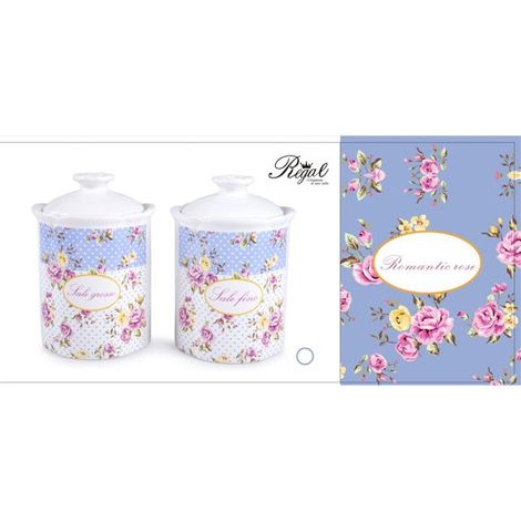 Set Bis Barattoli da Cucina Sale Grosso Sale Fino in Ceramica Romantic Rose (1/3)