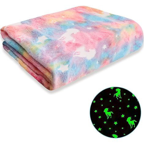 Couverture enfant phosphorescente, 150 x 200 cm, douce couverture polaire en flanelle pour lit, canapé, chaise (1/5)