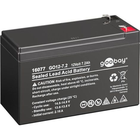 goobay  Batteries au plombGO12-7.2 (7200 mAh, 12 V), Faston (4,8 mm) Batterie au plomb, BattVO  (16077)
