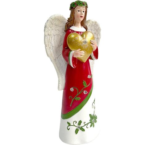 Statue d'ange de Noël  Sculpture de table lumineuse de 12 pouces  Figurines de Noël lumineuses pour décorations de table, sculptures d' pour les fêtes religieuses pour la maison, les bur (1/5)