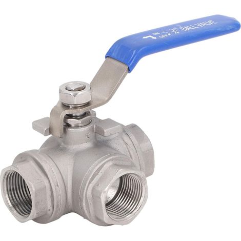 Vanne à Bille DN20, Robinet à Boisseau Sphérique De Type L, Robinet à Boisseau Sphérique à 3 Voies, Filetage Femelle 3/4 Pouce, Valve à 3 Voies en Acier Inoxydable 304 De Type L pour l'eau, Le Pétr (1/5)