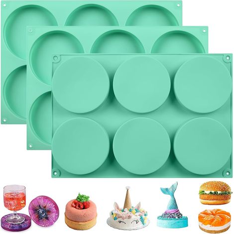 Moule À Gaufres Rond En Silicone - 6 Cavités - Diamètre 10 Cm - Résistant Au Four Micro-Ondes Congélateur Lave-Vaisselle - Lot De 3 (1/5)