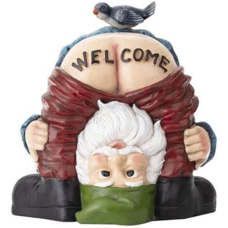 Statue de nain de jardin en résine, décoration coquine en résine imperméable, panneau de bienvenue nain à fesses nues, statue de jardin amusante en résine pour extérieur et intérieur (1/5)