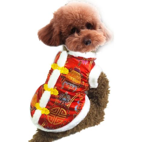 Manteau d'hiver chaud pour animaux de compagnie, manteau en coton d'automne et d'hiver pour chien, costume Tang, vêtements d'hiver