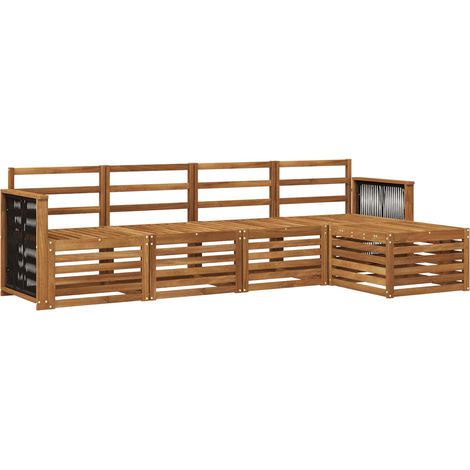 Set di divani da esterno 5 pz Salotto da Giardino Naturale (1/5)