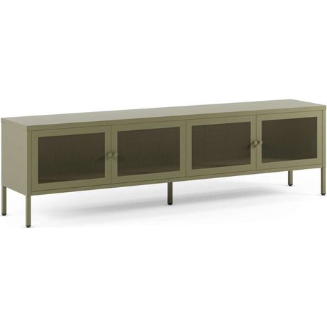 Mueble televisión modelo Felix 4 puertas acabado metal verde, 160cm(ancho) 50cm(alto) 35cm (largo) (1/5)