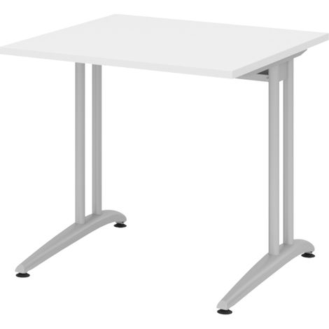 bümö Schreibtisch Serie-B Quadrat: 80 x 80 cm Weiß