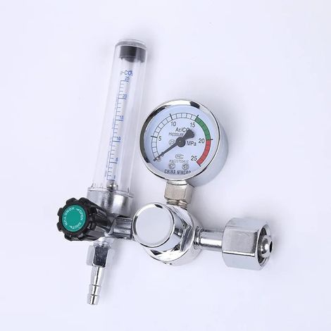 Régulateur argon G5/8 en alliage d’aluminium 0-25 MPa, détendeur CO2 avec manomètre et débitmètre intégré pour soudage (1/5)