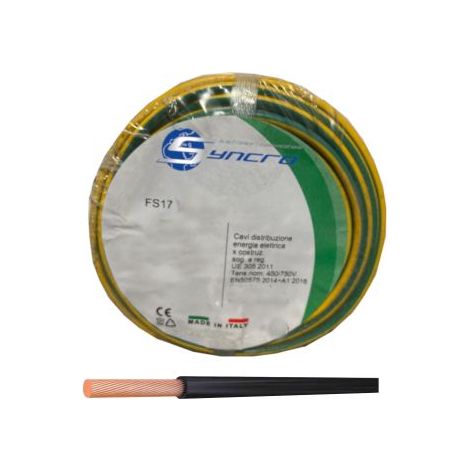 Syncro cavo filo flessibile unipolare 2,5mmq 20mt colore GIALLO VERDE terra - SYFS172520GV