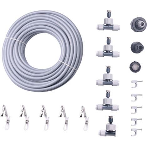 RURIS Kit Pulvérisateur pour Terrasses 5815, Tuyau 15M, 8 Buses Pivotantes en Laiton, Débit 9-10 L/min, Pression 2-4 Bar, Jardin Terrasse Pergola (1/5)