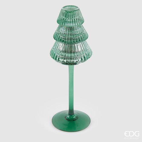 EDG Enzo De Gasperi Portacandela Pino di Natale H 25 Cm D 8 Cm Piede Calice Green