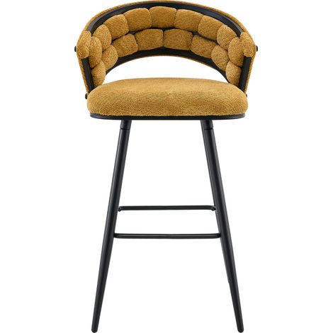 Lot de 2 tabourets de bar en velours jaune pieds en métal noir 56 x 50,5 x 98,5 cm MODENUIT (1/5)