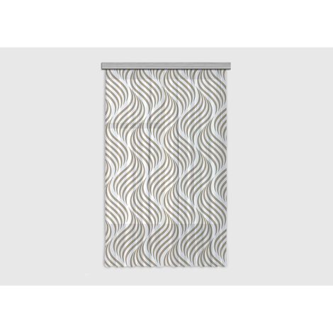 Creative, rideau imprimé vaguelettes et rayures marrons clair 140x245 cm, 1 pièce (1/5)
