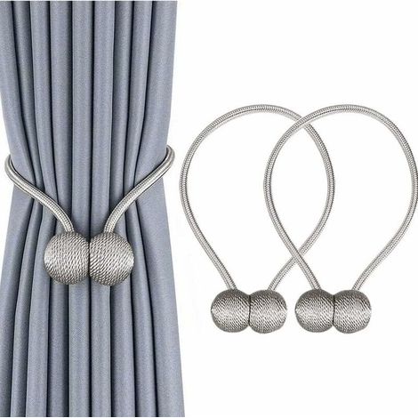 Embrasse à Rideaux avec Boucle Magnétique Rideau Clips Corde Décoratives Attache de Rideau pour Maison Salon Chambre Bureau Paquet de 2(Gris argent) (1/5)