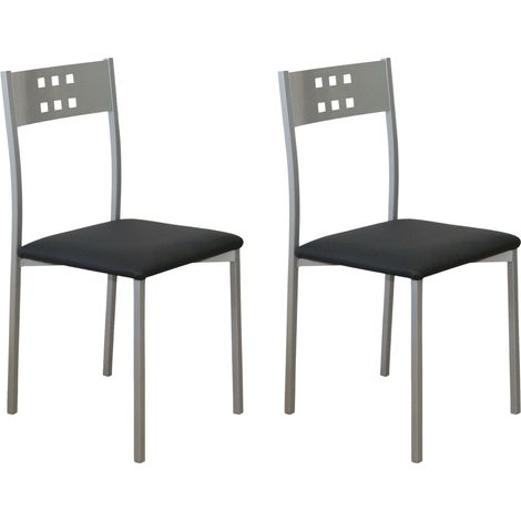 Pack 2 Sillas de Cocina Costa Patas Metal Polipiel Comedor Estilo Moderno Negro 86x47x41 cm (1/5)