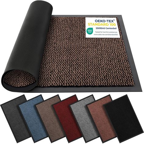 Paillasson Lavable pour intérieur et extérieur, antidérapant, Robuste, élégant et Grand, en Caoutchouc, paillasson Parfait pour Attraper la poussière (Marron, 40 cm x 60 cm) (1/2)