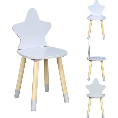 Chaise pour enfants en bois avec motif d'étoile grise - Mobilier enfant Home Deco Kids (1/5)