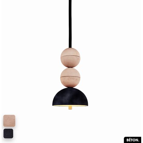 Lampe de suspension en béton velours - BOSFOR CONCRETE VELVET ROSE - ANTHRACITE 2 BALLES LED 14W (1/2)