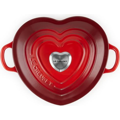 Le Creuset rôtissoire à cœur avec bouton de cœur en fonte 20 cm rouge four (1/3)
