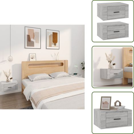 Mesita de noche flotante - vidaXL Mesitas de noche de pared 2 uds gris Sonoma 50x36x25 cm - Mesita de noche gris Sonoma