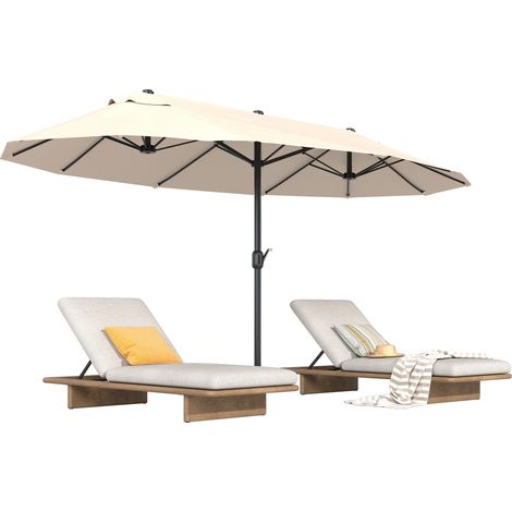 Parasol XXL à manivelle, résistant aux intempéries, 455 cm x 270 cm x 240 cm, acier, polyester, beige (1/5)