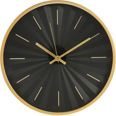 Horloge Murale Silencieuse sans Tic-Tac, Pendules Murales Design Moderne, Pendule Murale Cuisine, Horloge Murale sans Chiffres, Horloge Murale Salle de Bain Salon(Noir-30cm) (1/5)
