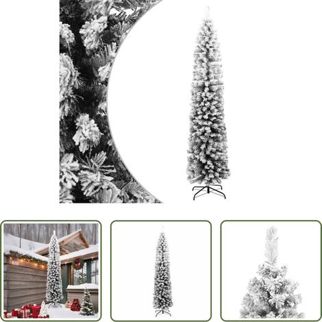 Arbre de Noël - Sapin de Noël artificiel mince flocon de neige vert 240 cm PVC (1/5)