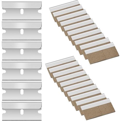 20 pièces Lame Grattoir de Rechange, Grattoir Vitre, Grattoir Vitrocéramique, Racloir, Racloir Vitrocéramique, Métal Lames Rechange Pour Grattoir, Avec emballage indépendant,40 20 mm (1/5)