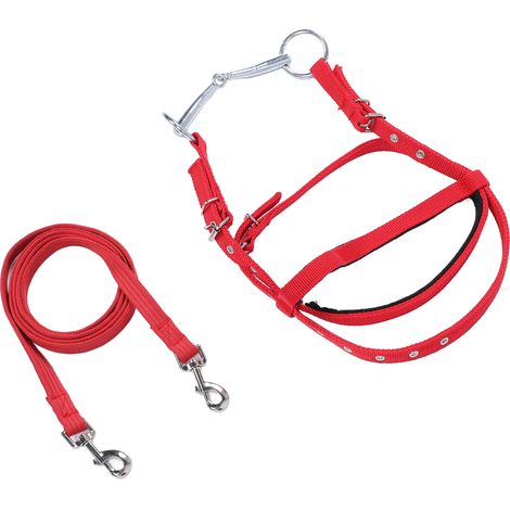 Rênes de bride en nylon élégantes et réglables pour chevaux, rouge, taille S (pour poneys de moins de 1,3 mètre au garrot). (1/5)