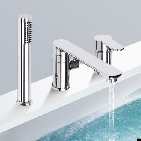 Wannenrandarmatur chrom 3-Loch Badewannenmischer Mischbatterie Badezimmer (1/5)