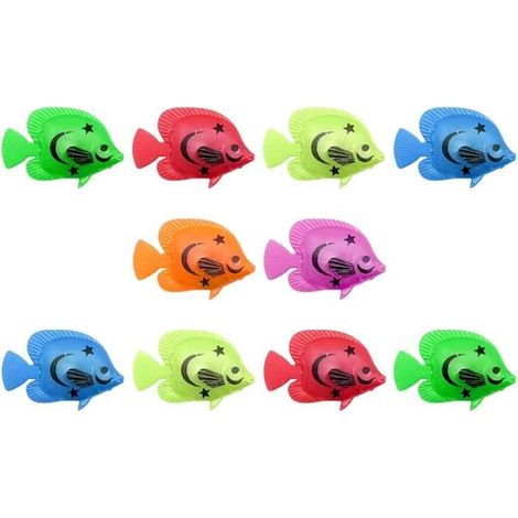 Décor Flottantes Poissons Artificiels, Aquarium Plastique Petit Faux Poisson, , 10 Pcs Jouets (Style/Motif de Couleur Aléatoire) (1/4)
