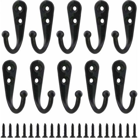 10 Crochets Muralaux Rétro Noir Métal Porte Manteau Vintage pour Salle de Bain Maison avec Vis (1/4)